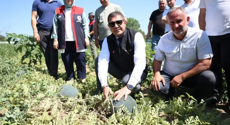 Düzce Valisi Aslan karpuz üreticisini tebrik etti