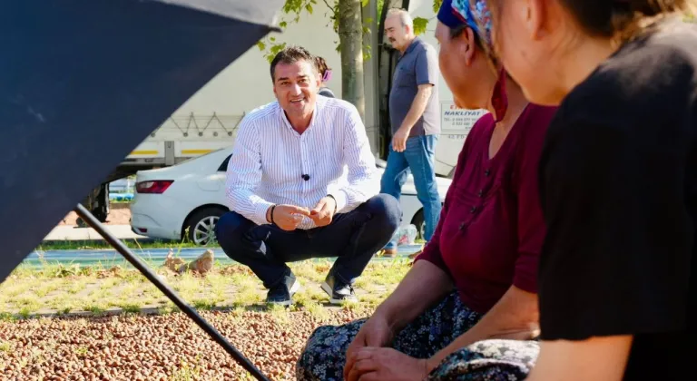 Fuat Köse sahilde fındık kurutan üreticileri ziyaret etti