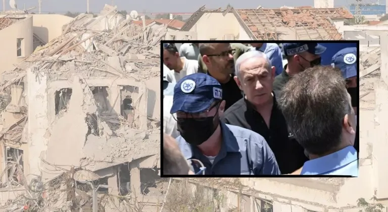 Netanyahu sığınaktan çıktı, Bat Yam’daki yıkımı inceledi