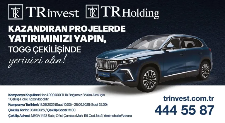 TRinvest projelerinden konut alın, TOGG kazanma şansı yakalayın!