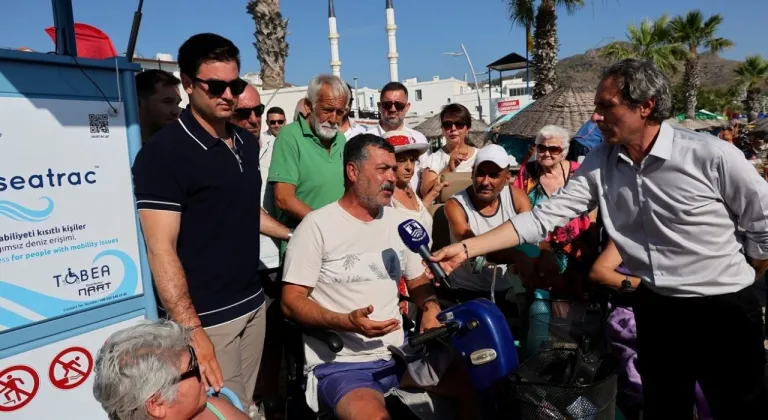 Turgutreis halk plajına özel gereksinimli bireyler için raylı sistem